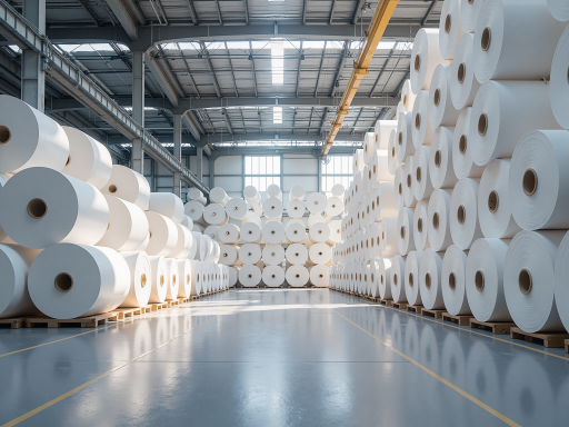 锦泰棉业公司外景，现代化厂房建筑，蓝天白云背景，体现企业规模和实力